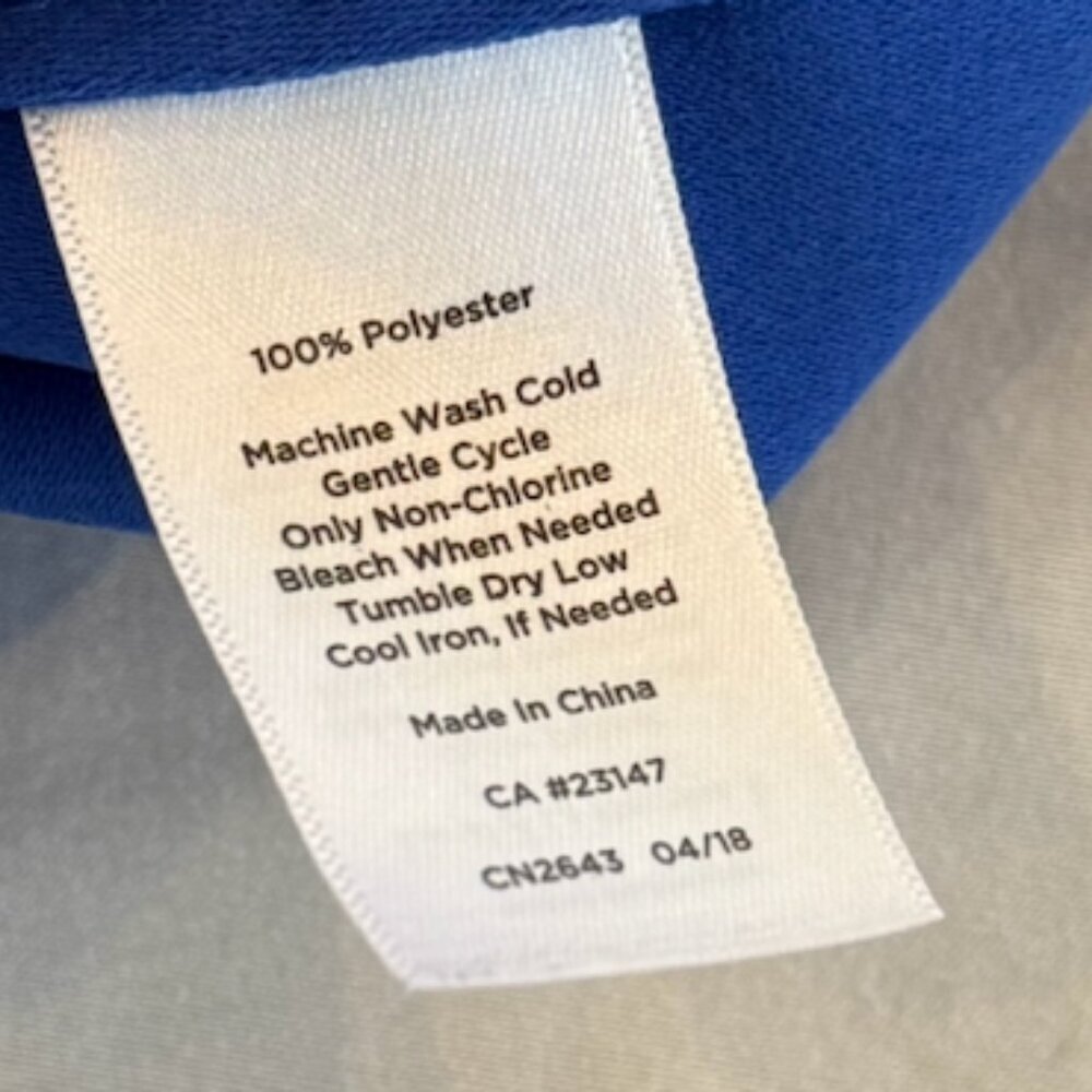 Talbots Royal Blue Blouse Large Eyelet Sleeve V Neck Top - Picture 3 of 6